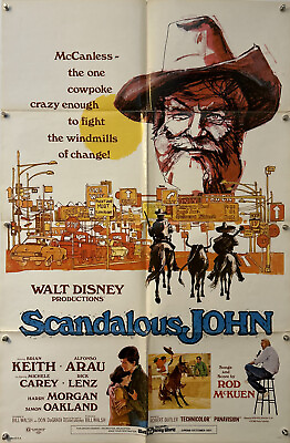 #ad SCANDALOUS JOHN Original One Sheet Movie Poster 1971 WALT DISNEY $75.00