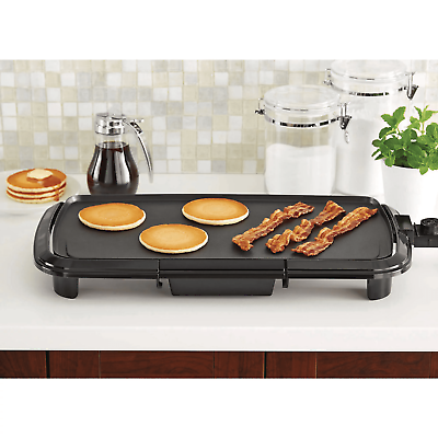 #ad Mainstays Dishwasher Safe 20quot; Black Griddle with Adjustable Temperature Control $19.87