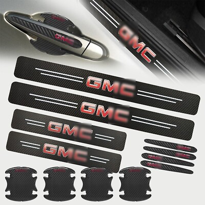 #ad 12pc Door Sill Scuff Coversamp;Door Cup Handle Stickers For Sierra Black Red $20.59