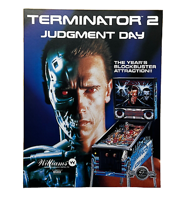 #ad Williams Terminator 2 Pinball Flyer Original 90s Promo Retro Game Art T2 Vintage $14.24