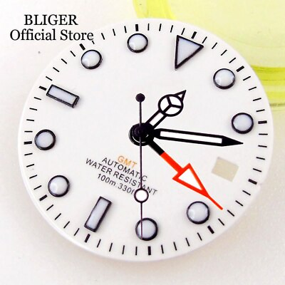 #ad BLIGER Luminous Black White Grey NH34A 29mm Watch Dial Date Window fit NH34 GMT $12.60
