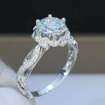 #ad Fashion Women 925 Silver Filled Ring Cubic Zircon Wedding Jewelry Sz 6 10 C $3.07
