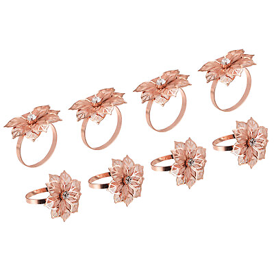 #ad Metal Napkin Rings 8pcs Alloy Hollow Out Flower Napkin Ring Holder Rose Gold AU $22.48