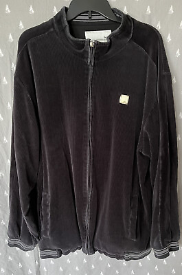 #ad Nike Air Ribbed Velour Black Full Zip Jacket Y2K Grey Tag Men#x27;s Size XXL $22.50