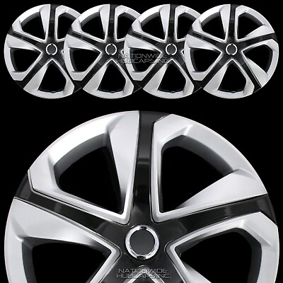 #ad 16quot; Set of 4 Silver Black Wheel Covers Snap On Hub Caps fit R16 Tire amp; Steel Rim $59.99