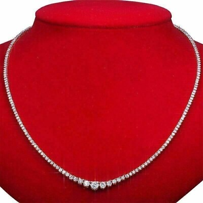 #ad 15CT Round Cubic Zirconia Set 20quot; Women#x27;s Luxury Tennis Necklace in 925 Silver $314.99