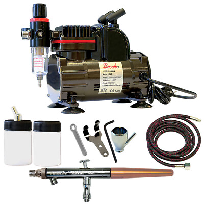 Paasche 1 5 HP Airbrush Compressor w TS Double Action Siphon Feed Airbrush Set $181.00