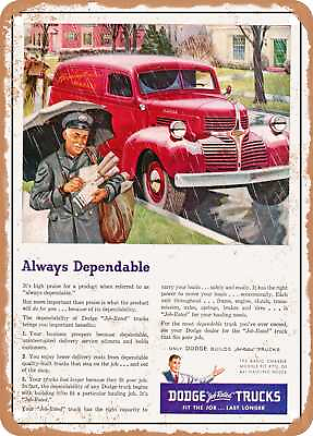 #ad METAL SIGN 1947 Dodge Panel Truck Always Dependable Vintage Ad $21.95