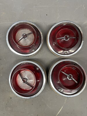 #ad 1963 Chevy BelAir Biscayne Impala Taillights Tail Lights Lamps Lens Bezels Trim $163.63