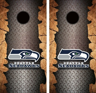 #ad Seattle Seahawks Cornhole Wrap Skin Board NFL Sports Vinyl Decal MM19 $52.79