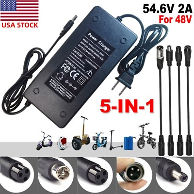 #ad 5 IN 1 54.6V 2A Charger Power For 48V Lithium Battery Ebike Electric Scooter US $23.89