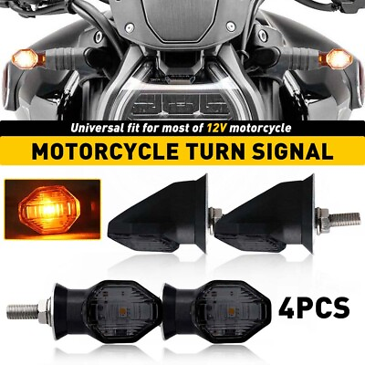 #ad 4X Mini Motorcycle Turn Signal Blinker Indicator Light Amber For Suzuki Yamaha $16.99