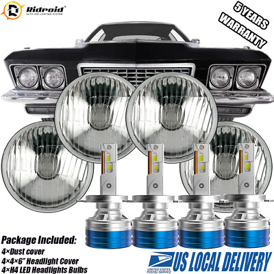 #ad 2pairs 5.75in LED Headlights Glass Lens Housings For Chevy 3100 Truck 1958 1959 $139.99