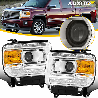 #ad 2X Projector Amber LED DRL Headlights Kits Lamp For 2014 2018 GMC Sierra 1500 $294.49