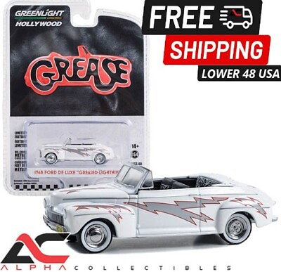 #ad GREENLIGHT 62010A 1:64 1948 FORD DE LUXE GREASE LIGHTINGING WHITE $13.95