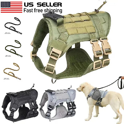 #ad #ad Tactical Dog Harness with Handle No pull Large Military Dog Vest US Working Dog $21.84