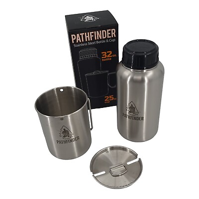 #ad Pathfinder Stainless Steel 32 Ounce Bottle and Cup Set $44.95
