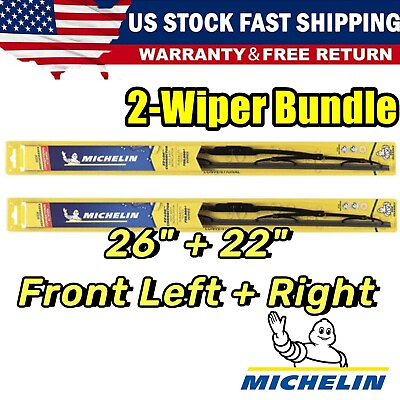 #ad Set of 2 Wiper Blades Size 26 amp; 22 Front Left and Right For Lexus Honda Michelin $25.23