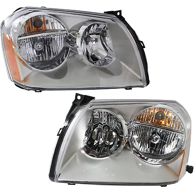 #ad Headlight Set For 2005 2006 2007 Dodge Magnum Headlamp Pair Chrome With Bulbs $127.72