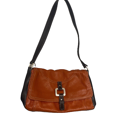 #ad Jones New York Genuine Leather Shoulder Bag Two tone Purse Carmel Brown Boho $15.19