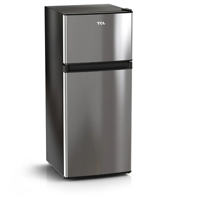 #ad 4.5 Cu Ft Two Door Compact Mini Fridge with Freezer Stainless Look Refrigerator $241.02