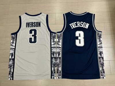 #ad Mens Allen Iverson #3 Basketball Jersey Georgetown Hoyas College Jersey Stitched $18.99