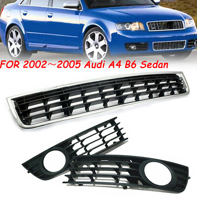 #ad For Audi A4 B6 2002 2005 Front Bumper Lower Center Grille Fog Light Grill Cover $34.59