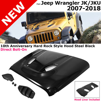 #ad For Jeep JK Wrangler 07 18 Steel Front Rubicon 10th Anniversary Hard Rock Hood $549.00