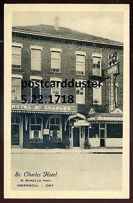 #ad INGERSOLL Ontario Postcard 1920s Oxford. St. Charles Hotel Cafe $15.99