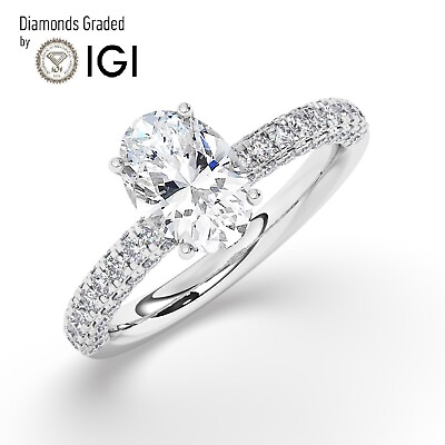 #ad IGIF VS1 2CT Solitaire Lab Grown Oval Diamond Engagement Ring950 Platinum $2281.90