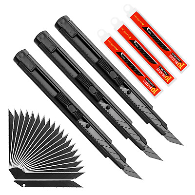 #ad 30 PCS 9mm 30° Cutter Carbon Steel Blades Razor amp; Relockable Snap Off Knife Tool $13.29