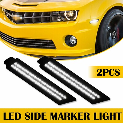 #ad For 2010 2015 Chevrolet Camaro White LED Side Marker Light Smoke Car Accessories $21.84