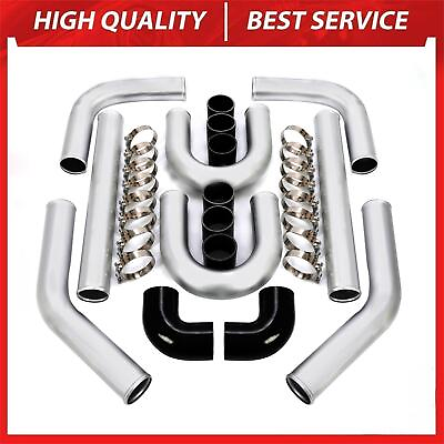 #ad Universal 3quot; Inch Aluminum Intercooler Piping U Pipe Kit w Coupler and T Clamps $109.59