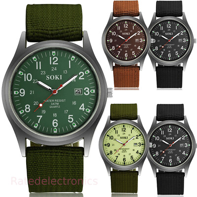 #ad #ad Men#x27;s Military Army Luminous 24Hours Dial Nylon Strap Date Quartz Wrist Watch US $7.79