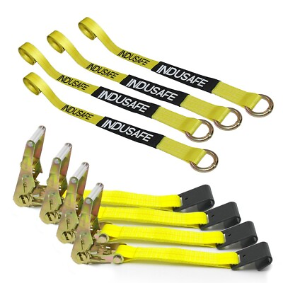 #ad Axle Straps with Flat Hook Car Trailer Hauler Ratchet Tie Down Strap BS 10000lbs $45.99