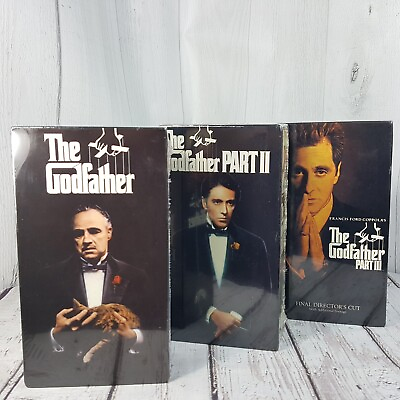 #ad The Godfather Part 1 Part 2 Part 3 VHS 1972 1974 1991 Factory Sealed $39.99