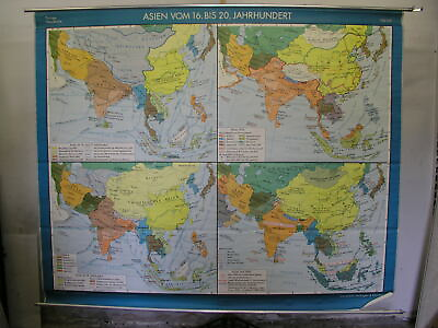 #ad Asia History Kaiser Königreiche Countries 1980 Schulwandkarte Wall Map 231x190 $331.22