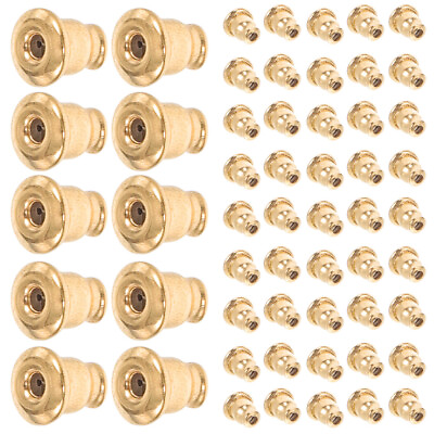 #ad 100 Pcs Stud Plugs Stainless Steel Earrings Gold Plated Non $10.86