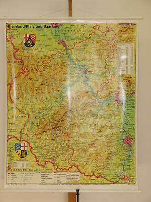 #ad Rhineland Palatinate Saarland Surfaces Circle 2005 Schulwandkarte Wall Map C $152.95