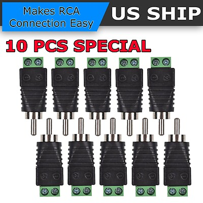 #ad Speaker Wire Cable to Audio Male RCA Connector Adapter Jack Plug Lot $5.85