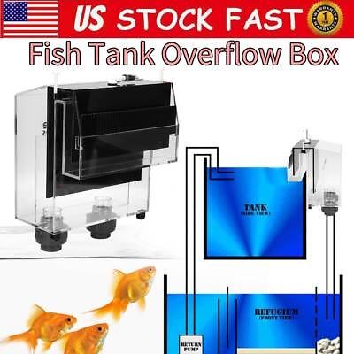 #ad Quality Acrylic Self start Siphon Hang On Overflow Box Fish Tank Aquarium USA $86.44
