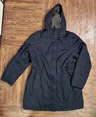 #ad LL Bean Winter Warmer Womens L Large Full Zip amp; Snaps Lined Navy Jacket 271139 $49.90