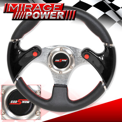 #ad 320mm 6 Bolts Hole Dual Nos Steering Wheel Black Pvc Leather Godsnow Horn $47.99