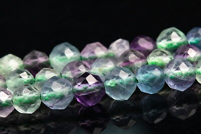 #ad 4MM Natural Multicolor Fluorite Beads Grade AA Faceted Round Loose Beads $5.94