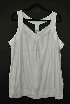 #ad Maurices Womens White Tank Back Cutouts Sweetheart Neckline Cotton Blend NWT 3 $13.57