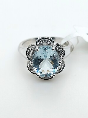 #ad Aquamarine Diamond Ring $616.00