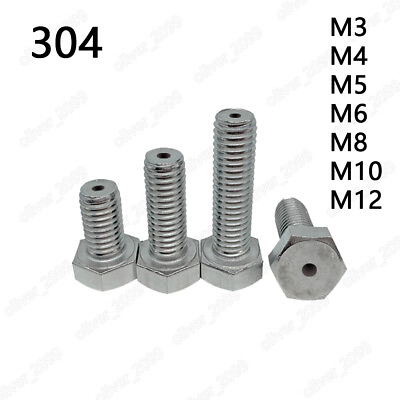 #ad 304 Stainless Steel Hex Head Bolts Cap Hollow Screw M3 M4 M5 M6 M8 M10 M12 $13.56