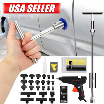 #ad PDR Car Body Paintless Dent Removal Puller Slide Hammer Tool Glue Gun Repair Kit $28.99