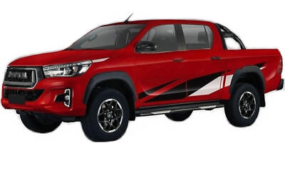 #ad 2 Pcs Graphic Racing Stripe Car Sticker For Toyota Hilux Side Door Vinyl Decal $72.99