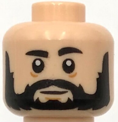 #ad Lego New Light Nougat Minifigure Head Beard Black Full Lines Under Eyes Part $2.99